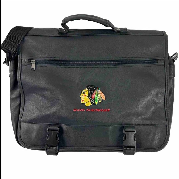 Chicago Blackhawks Embroidered Season Ticket Holder Faux Leather Messenger Bag - Picture 1 of 16